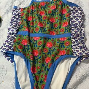 Lime Ricki Floral One Piece Swimsuit - Green and Blue